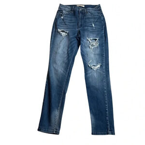 KanCan High Rise Distressed Embroidered Skinny Ankle Jeans • Size 28